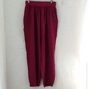 Vintage‎ Silk Irka High Waisted Pants  Women's Size 12 Dark Fuschia Color